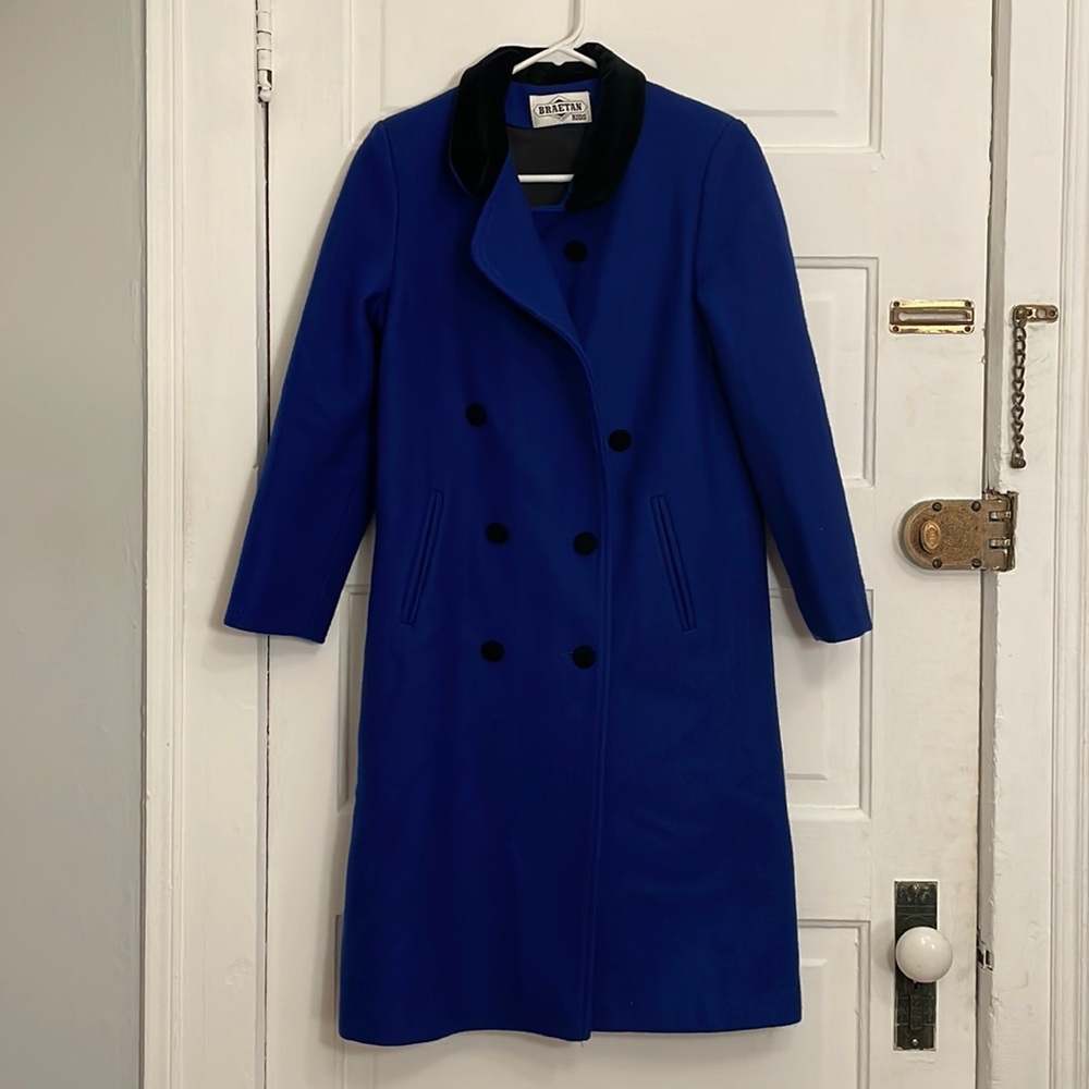 Vintage Royal Blue Wool Coat - Picture 2 of 5